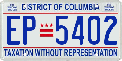 DC license plate EP5402