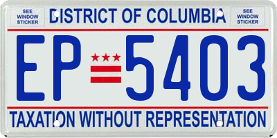 DC license plate EP5403