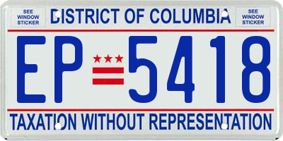 DC license plate EP5418