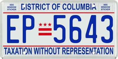 DC license plate EP5643