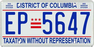DC license plate EP5647