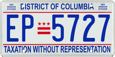 DC license plate EP5727