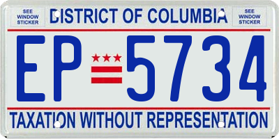 DC license plate EP5734