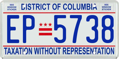 DC license plate EP5738
