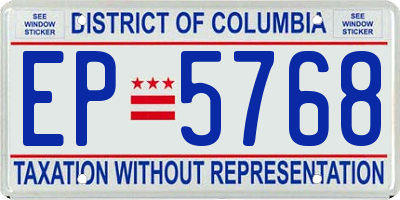 DC license plate EP5768