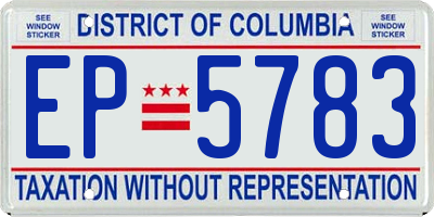 DC license plate EP5783