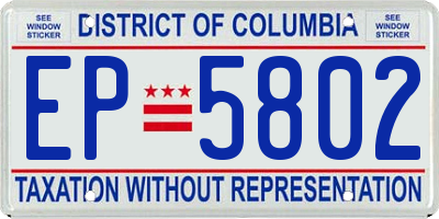 DC license plate EP5802