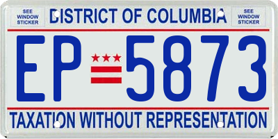 DC license plate EP5873