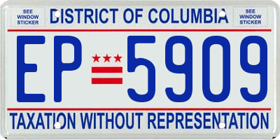 DC license plate EP5909
