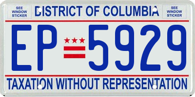 DC license plate EP5929