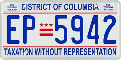 DC license plate EP5942