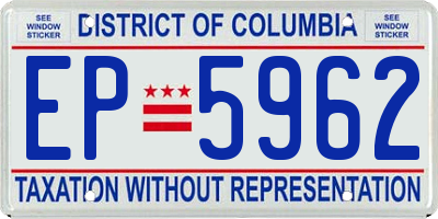 DC license plate EP5962