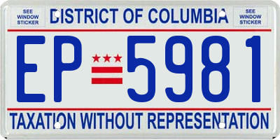 DC license plate EP5981