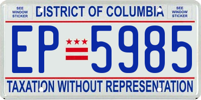 DC license plate EP5985