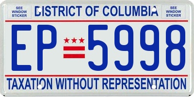 DC license plate EP5998