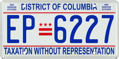 DC license plate EP6227