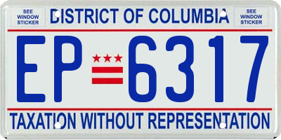 DC license plate EP6317