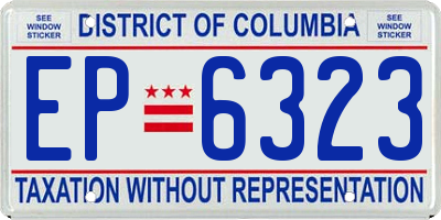 DC license plate EP6323