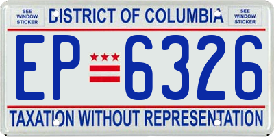 DC license plate EP6326