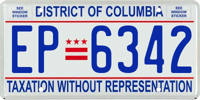 DC license plate EP6342