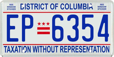 DC license plate EP6354