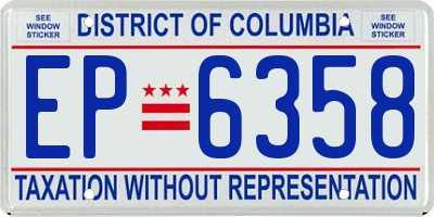 DC license plate EP6358