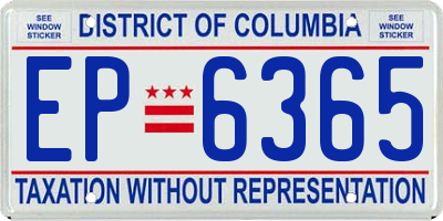 DC license plate EP6365