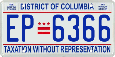 DC license plate EP6366