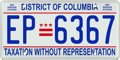 DC license plate EP6367