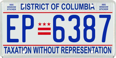 DC license plate EP6387
