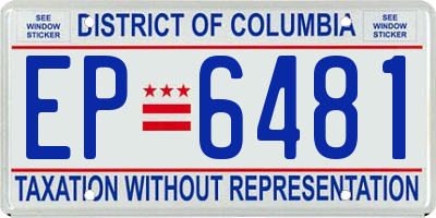 DC license plate EP6481