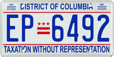 DC license plate EP6492