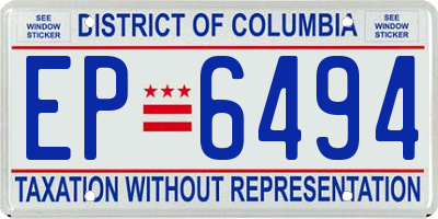 DC license plate EP6494