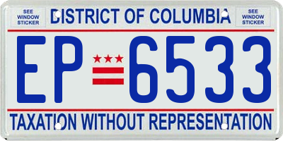 DC license plate EP6533