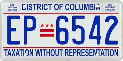 DC license plate EP6542