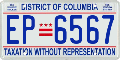 DC license plate EP6567