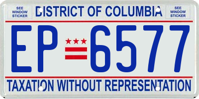DC license plate EP6577