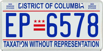 DC license plate EP6578