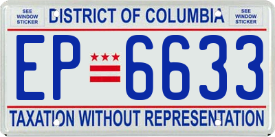 DC license plate EP6633
