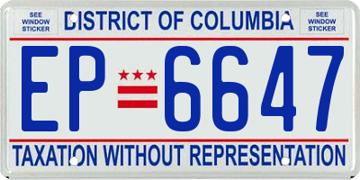 DC license plate EP6647