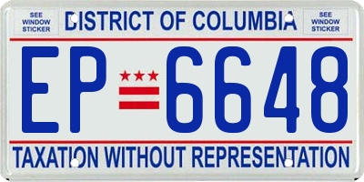 DC license plate EP6648