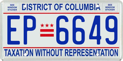 DC license plate EP6649