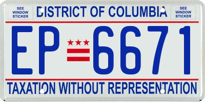 DC license plate EP6671