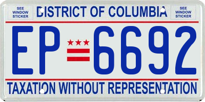 DC license plate EP6692