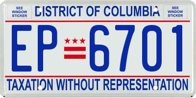 DC license plate EP6701