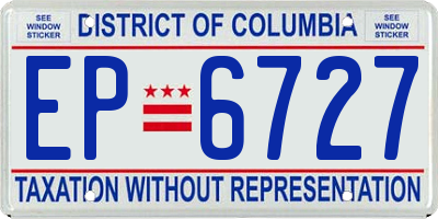 DC license plate EP6727