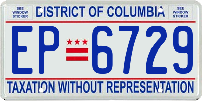 DC license plate EP6729