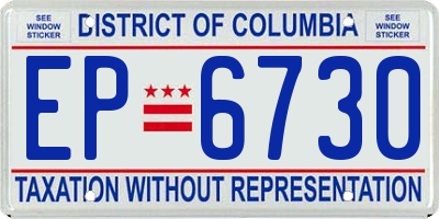 DC license plate EP6730