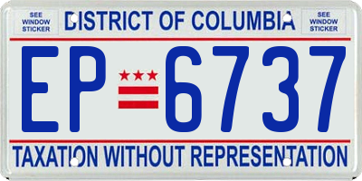 DC license plate EP6737