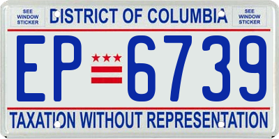 DC license plate EP6739